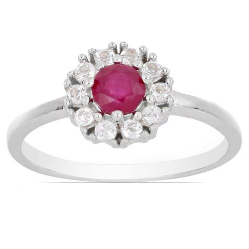 0.60 CT GLASS FILLED RUBY STERLING SILVER RINGS #VR027906